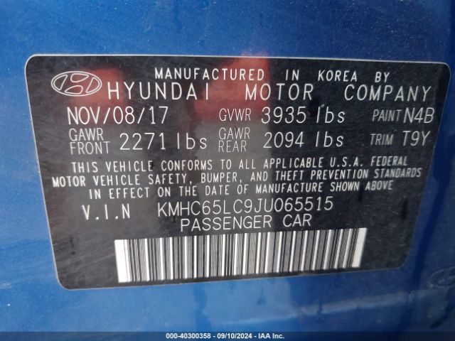 Photo 8 VIN: KMHC65LC9JU065515 - HYUNDAI IONIQ 