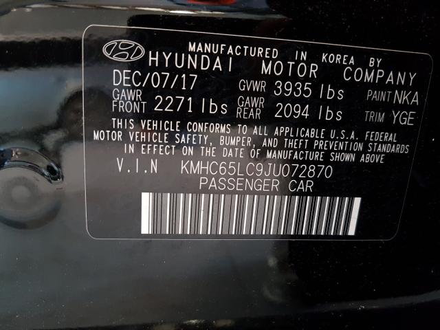 Photo 9 VIN: KMHC65LC9JU072870 - HYUNDAI IONIQ BLUE 