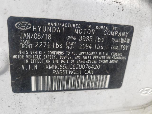 Photo 9 VIN: KMHC65LC9JU076420 - HYUNDAI IONIQ BLUE 