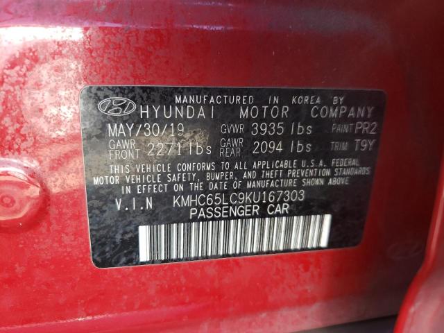 Photo 9 VIN: KMHC65LC9KU167303 - HYUNDAI IONIQ BLUE 