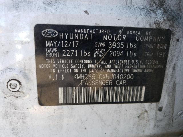 Photo 11 VIN: KMHC65LCXHU040200 - HYUNDAI IONIQ BLUE 