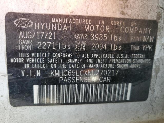 Photo 11 VIN: KMHC65LCXNU270217 - HYUNDAI IONIQ BLUE 