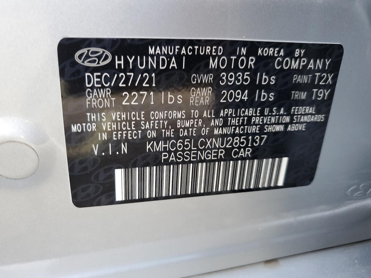 Photo 12 VIN: KMHC65LCXNU285137 - HYUNDAI IONIQ 