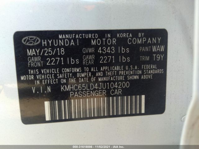 Photo 8 VIN: KMHC65LD4JU104200 - HYUNDAI IONIQ PLUG-IN HYBRID 