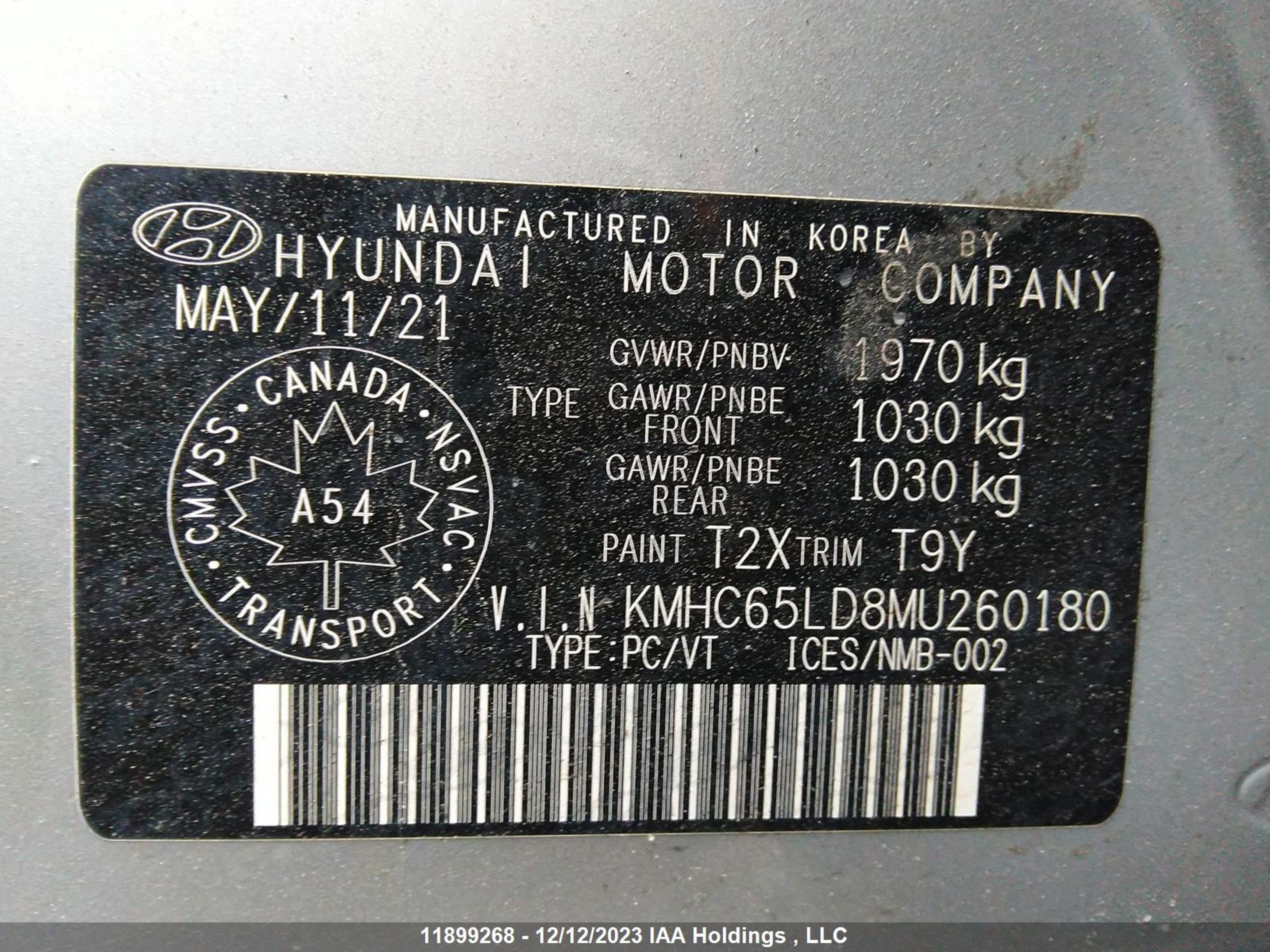 Photo 8 VIN: KMHC65LD8MU260180 - HYUNDAI IONIQ 