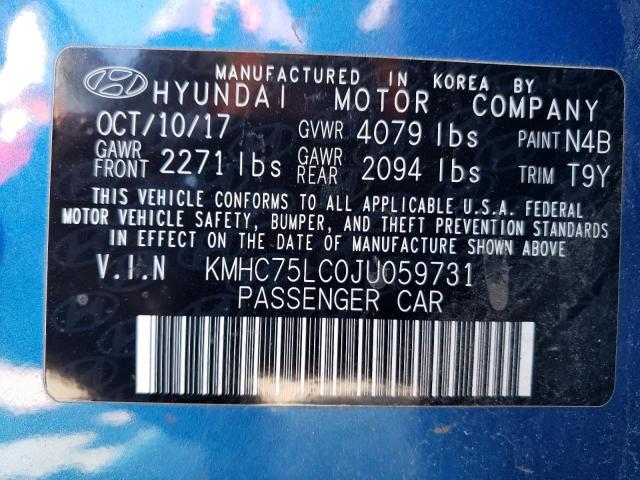 Photo 11 VIN: KMHC75LC0JU059731 - HYUNDAI IONIQ SEL 