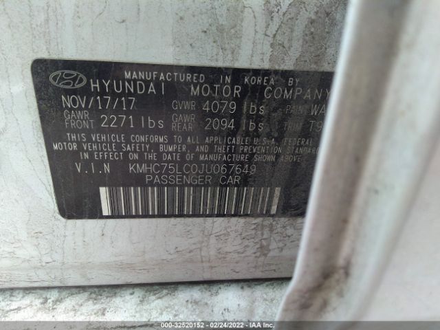 Photo 8 VIN: KMHC75LC0JU067649 - HYUNDAI IONIQ HYBRID 