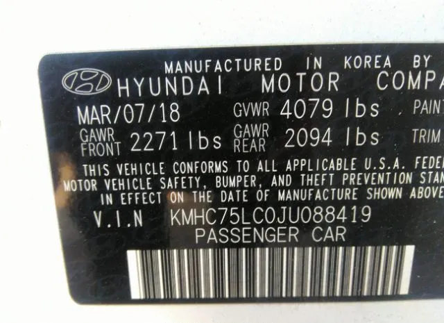 Photo 8 VIN: KMHC75LC0JU088419 - HYUNDAI IONIQ HYBRID 