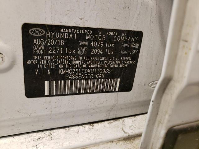 Photo 9 VIN: KMHC75LC0KU110985 - HYUNDAI IONIQ SEL 