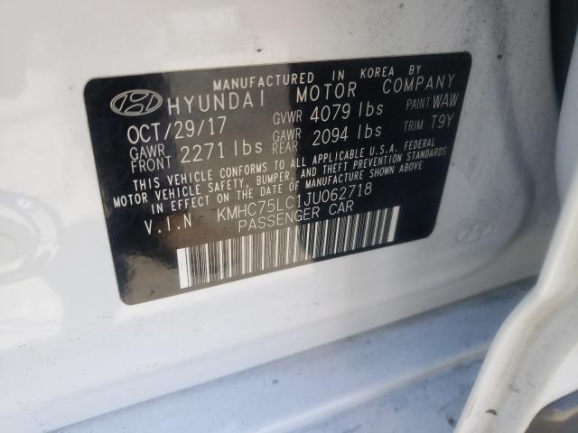 Photo 9 VIN: KMHC75LC1JU062718 - HYUNDAI IONIQ SEL 