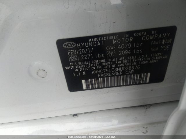 Photo 8 VIN: KMHC75LC3HU028676 - HYUNDAI IONIQ HYBRID 