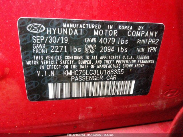 Photo 8 VIN: KMHC75LC3LU188355 - HYUNDAI IONIQ HYBRID 