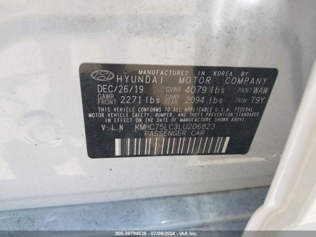 Photo 8 VIN: KMHC75LC3LU206823 - HYUNDAI IONIQ 