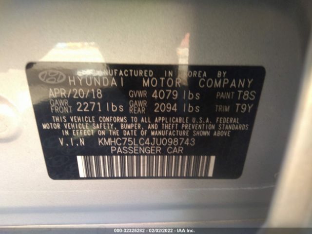 Photo 8 VIN: KMHC75LC4JU098743 - HYUNDAI IONIQ HYBRID 