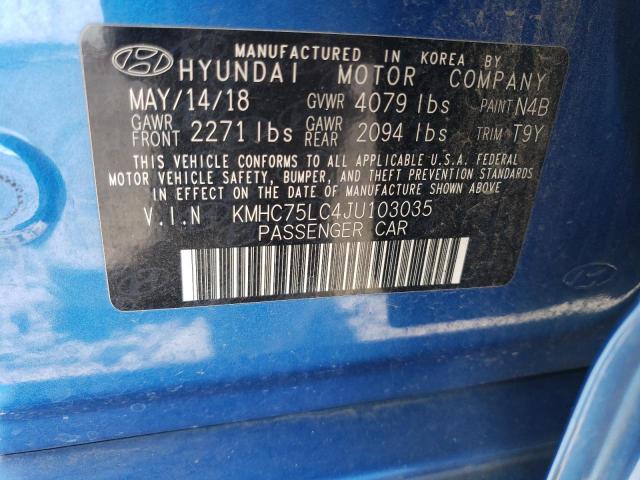 Photo 11 VIN: KMHC75LC4JU103035 - HYUNDAI IONIQ SEL 