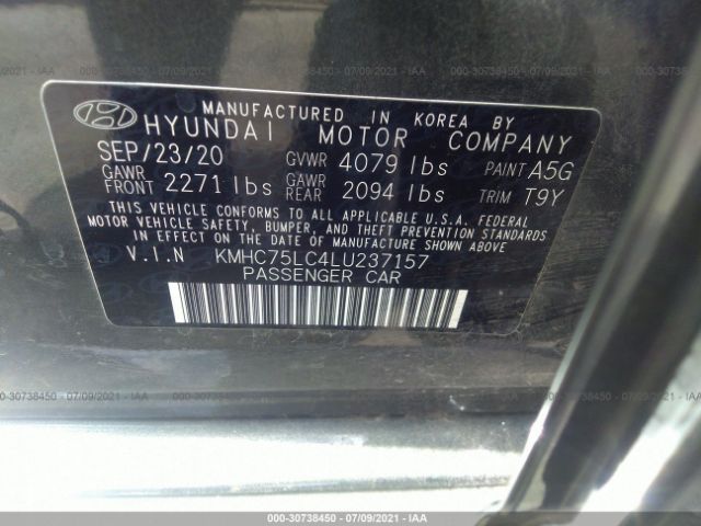 Photo 8 VIN: KMHC75LC4LU237157 - HYUNDAI IONIQ HYBRID 