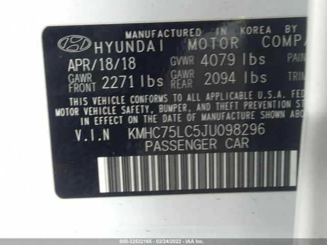 Photo 8 VIN: KMHC75LC5JU098296 - HYUNDAI IONIQ HYBRID 