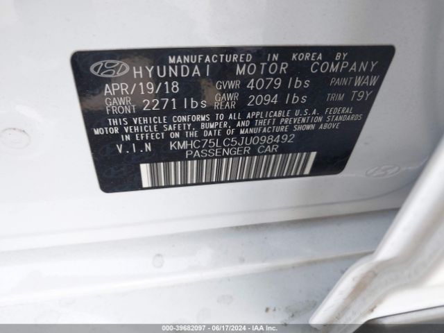 Photo 8 VIN: KMHC75LC5JU098492 - HYUNDAI IONIQ 