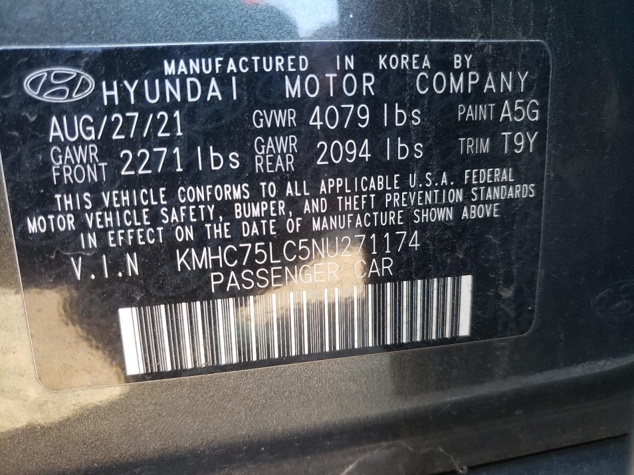 Photo 11 VIN: KMHC75LC5NU271174 - HYUNDAI IONIQ 