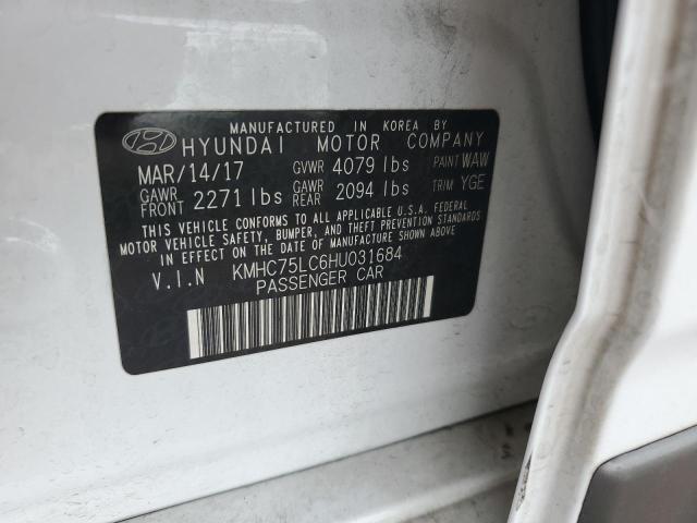 Photo 12 VIN: KMHC75LC6HU031684 - HYUNDAI IONIQ SEL 