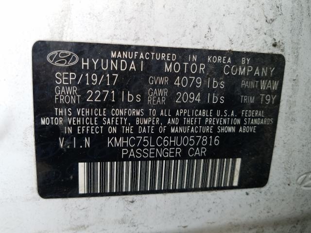 Photo 9 VIN: KMHC75LC6HU057816 - HYUNDAI IONIQ SEL 