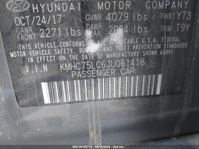 Photo 8 VIN: KMHC75LC6JU061418 - HYUNDAI IONIQ 