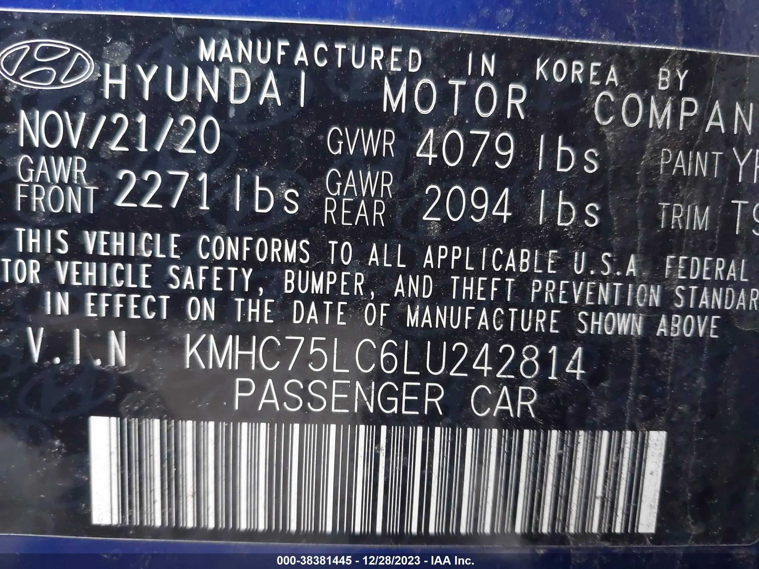 Photo 8 VIN: KMHC75LC6LU242814 - HYUNDAI IONIQ 