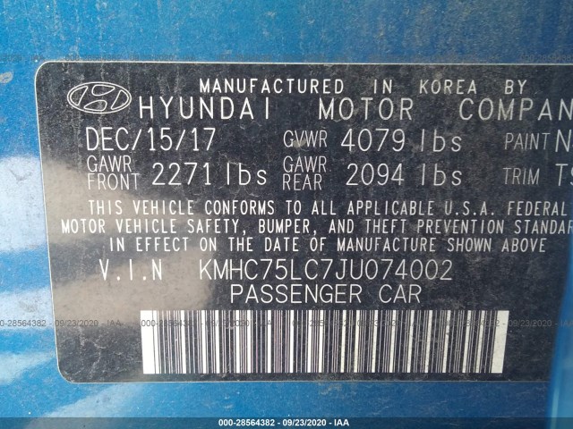 Photo 8 VIN: KMHC75LC7JU074002 - HYUNDAI IONIQ HYBRID 