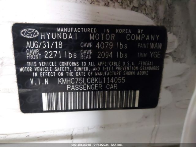 Photo 8 VIN: KMHC75LC8KU114055 - HYUNDAI IONIQ HYBRID 