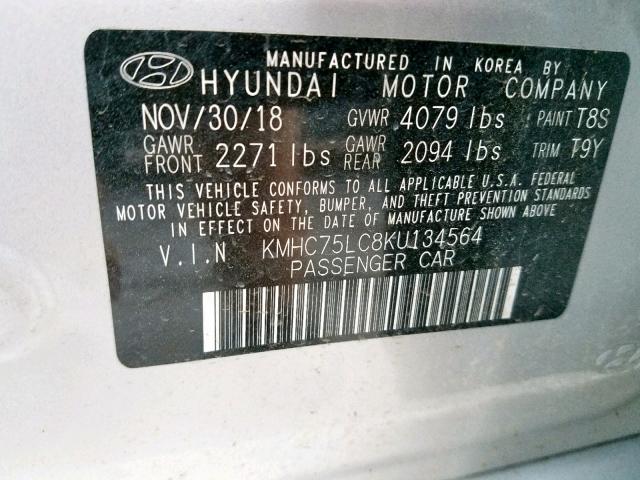 Photo 9 VIN: KMHC75LC8KU134564 - HYUNDAI IONIQ SEL 