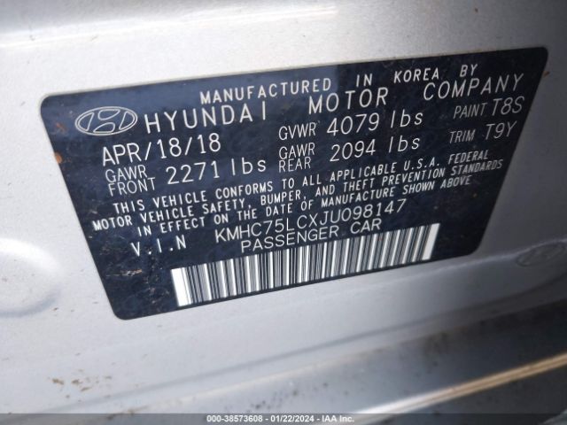 Photo 8 VIN: KMHC75LCXJU098147 - HYUNDAI IONIQ HYBRID 