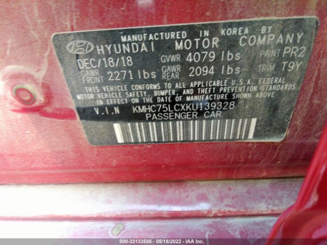 Photo 8 VIN: KMHC75LCXKU139328 - HYUNDAI IONIQ HYBRID 