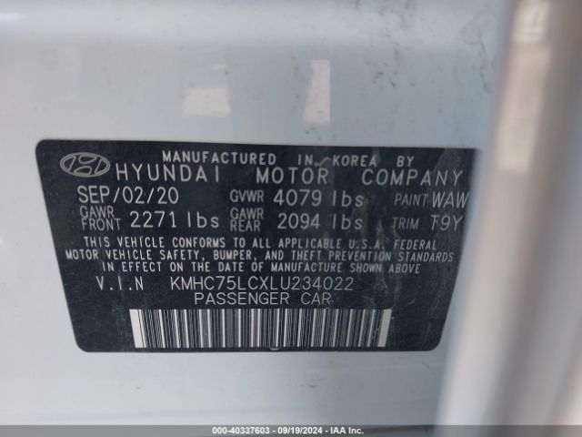 Photo 8 VIN: KMHC75LCXLU234022 - HYUNDAI IONIQ 