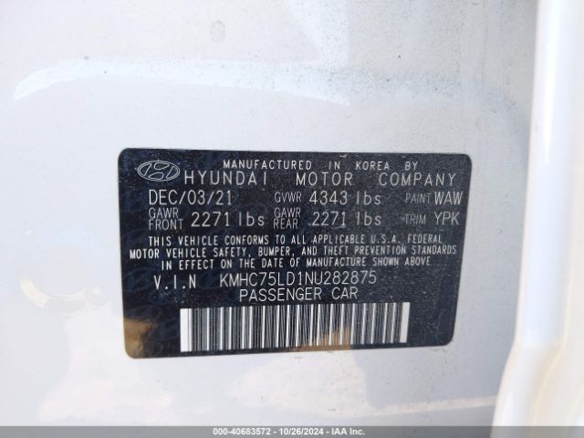 Photo 8 VIN: KMHC75LD1NU282875 - HYUNDAI IONIQ 