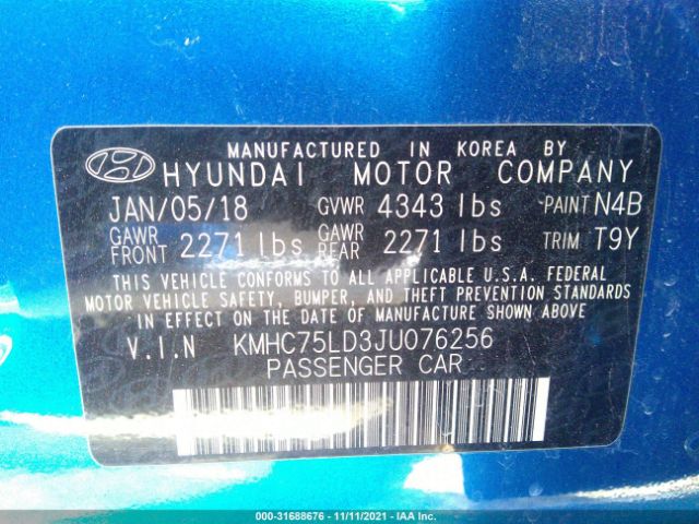 Photo 8 VIN: KMHC75LD3JU076256 - HYUNDAI IONIQ PLUG-IN HYBRID 