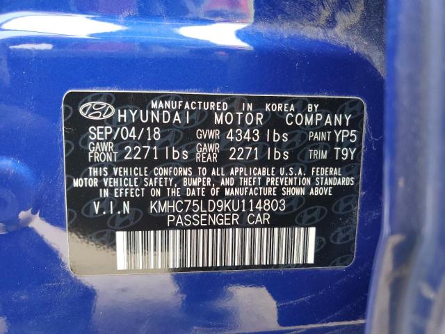 Photo 11 VIN: KMHC75LD9KU114803 - HYUNDAI IONIQ LIMI 