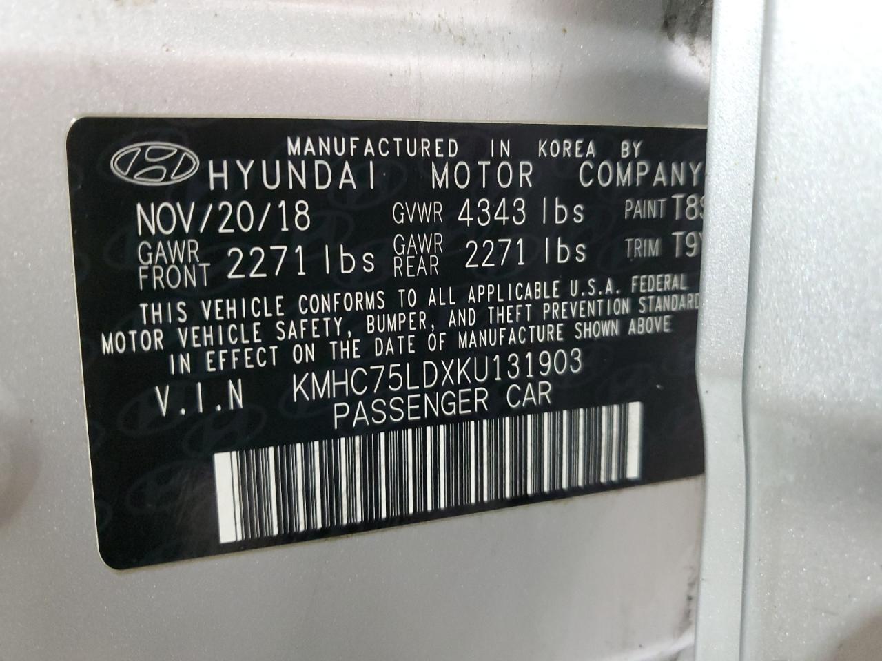 Photo 11 VIN: KMHC75LDXKU131903 - HYUNDAI IONIQ 