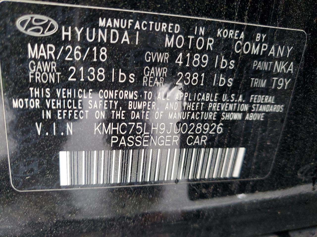 Photo 11 VIN: KMHC75LH9JU028926 - HYUNDAI IONIQ 