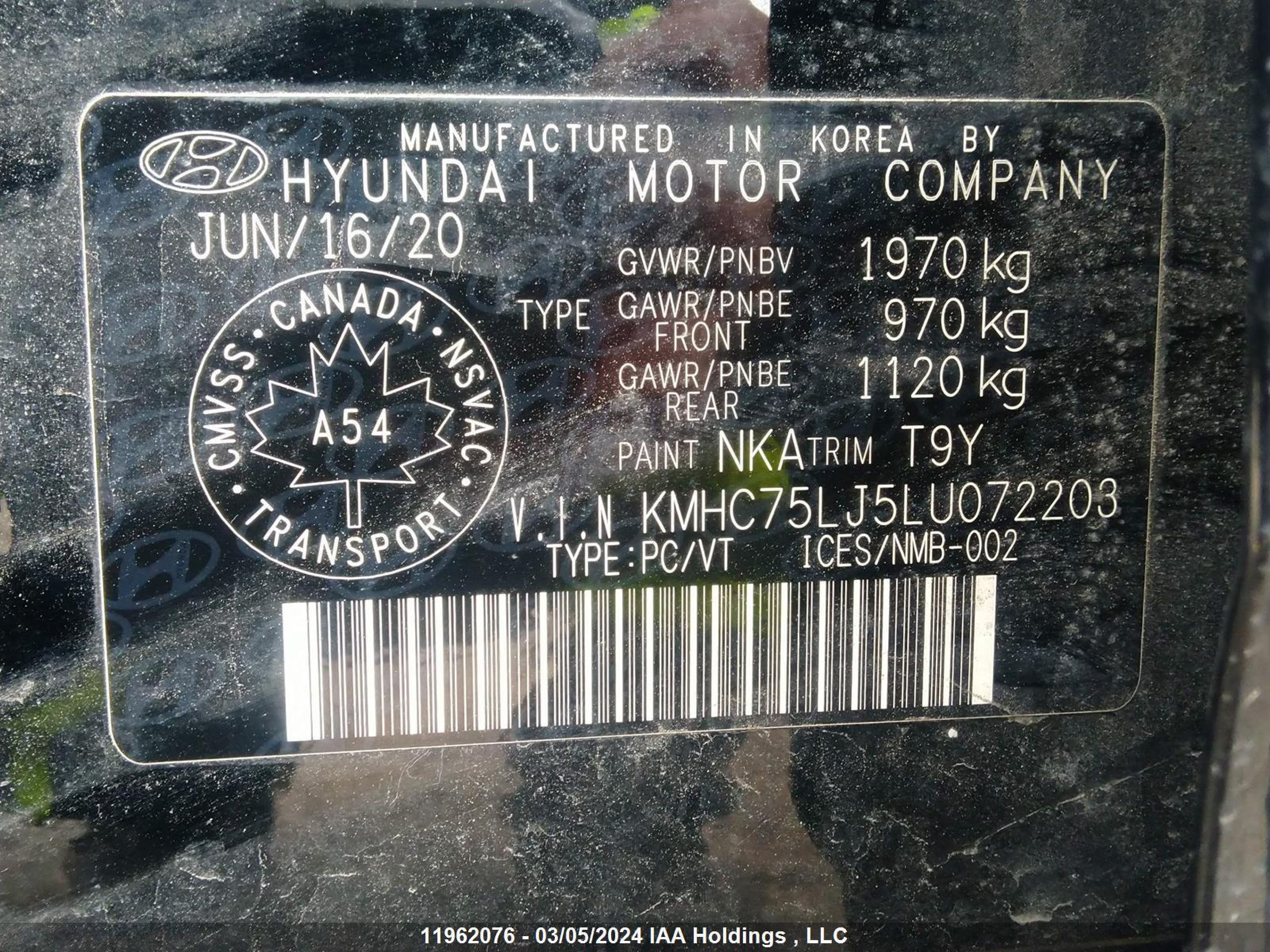 Photo 8 VIN: KMHC75LJ5LU072203 - HYUNDAI IONIQ 