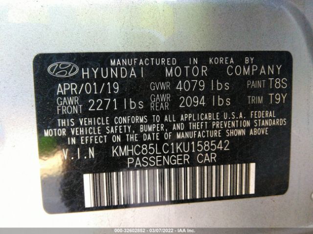 Photo 8 VIN: KMHC85LC1KU158542 - HYUNDAI IONIQ HYBRID 