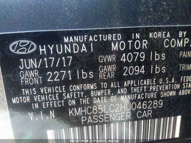 Photo 8 VIN: KMHC85LC2HU046289 - HYUNDAI IONIQ HYBRID 