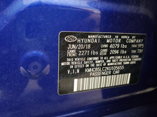 Photo 9 VIN: KMHC85LC2KU105655 - HYUNDAI IONIQ BLUE 