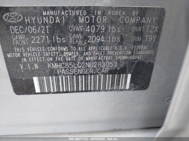 Photo 8 VIN: KMHC85LC2NU283053 - HYUNDAI IONIQ HYBRID 