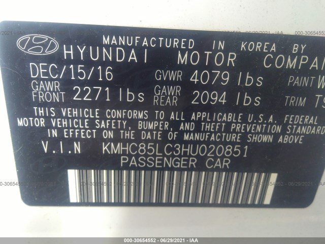 Photo 8 VIN: KMHC85LC3HU020851 - HYUNDAI IONIQ HYBRID 