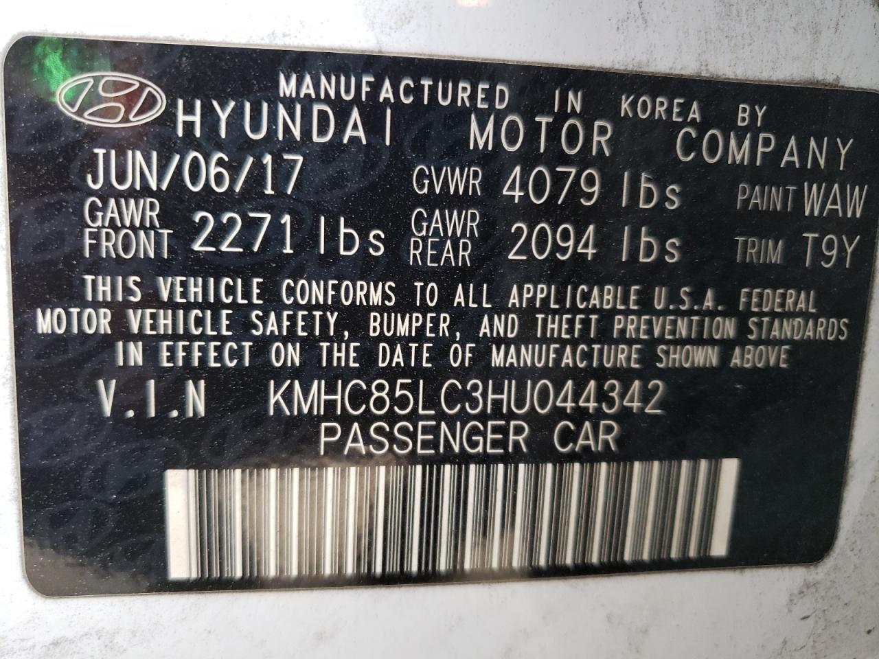 Photo 12 VIN: KMHC85LC3HU044342 - HYUNDAI IONIQ 