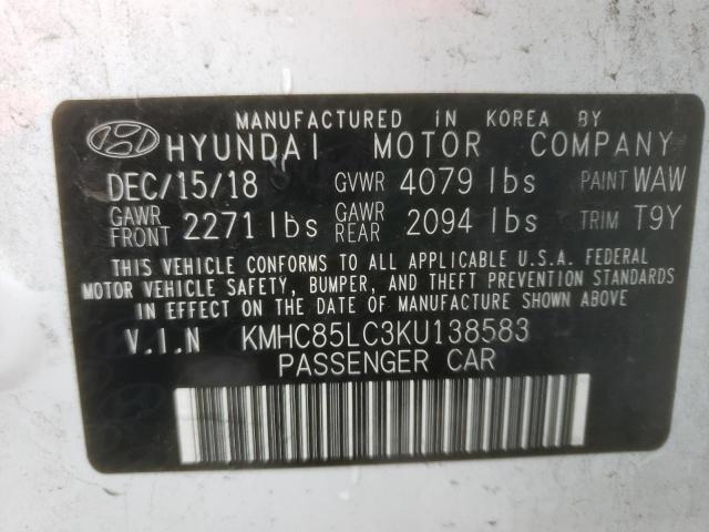 Photo 9 VIN: KMHC85LC3KU138583 - HYUNDAI IONIQ LIMI 