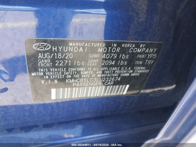 Photo 8 VIN: KMHC85LC3LU232674 - HYUNDAI IONIQ HYBRID 