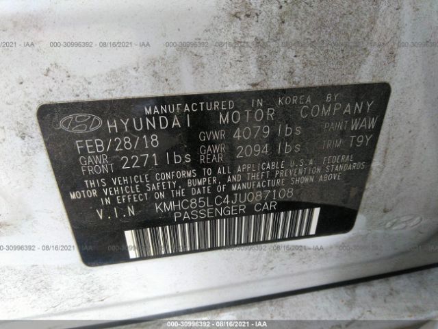 Photo 8 VIN: KMHC85LC4JU087108 - HYUNDAI IONIQ HYBRID 