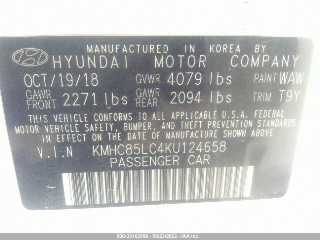 Photo 8 VIN: KMHC85LC4KU124658 - HYUNDAI IONIQ HYBRID 