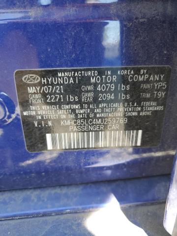 Photo 11 VIN: KMHC85LC4MU259769 - HYUNDAI IONIQ SEL 